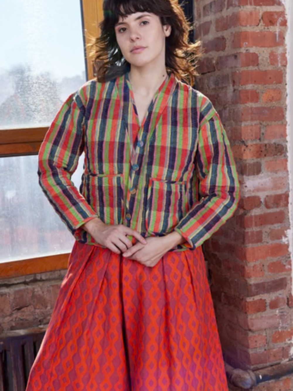 Rujuta Sheth Verona reversible jacket in Citrus Chex